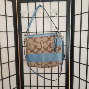 Coach Signature Stripe Convertible Shoulder Bag